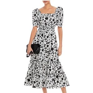 Black & white floral midi dress in XS